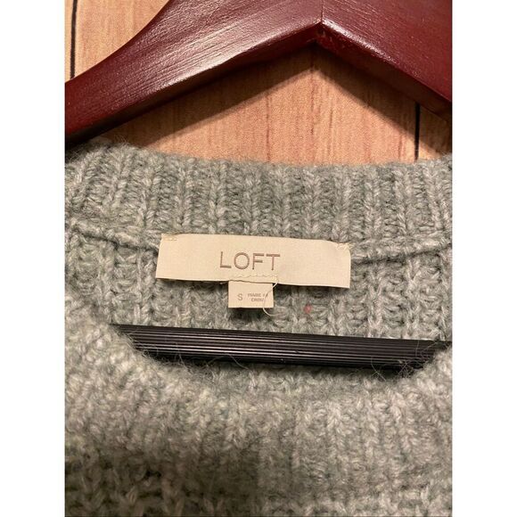 Loft Small wool blend knit sweater grey/green women’s top winter cozy - Picture 3 of 6